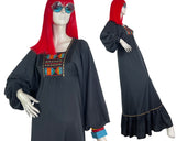Marion Donaldson 1970s vintage Aztec boho maxi dress / Festival / balloon sleeves / 60s Psych