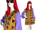 1970s vintage 60s velvet afghan hippie waistcoat / boho / Lux Hippie / embroidered / Hippy