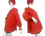 Petite Momon 1970s vintage balloon sleeve tunic smock / novelty print 60s Jeff Banks