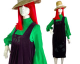 Kate Beaver vintage 70s velvet smock pinafore midi dress 70s Hippie / Aubrey beardsley