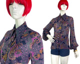 Jeff Banks 70s vintage psychedelic billowing balloon sleeve shirt blouse / Clobber RARE