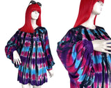 1960s vintage tie dye smock tunic balloon sleeve shirt / 70s / Hippie Festival / Woodstock
