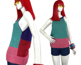 1970s vintage crochet knit colour block halter top / vest / glam rock / 60s Mod