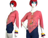 1970s vintage llama embroidery cheese cloth smock top / tunic / hippie / Festival / Hippy
