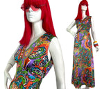 1970s vintage psychedelic maxi summer dress / 60s party / festival / Hippie
