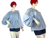 Jeff Banks 1970s vintage blue billowing balloon sleeve shirt blouse / smock tunic Clobber RARE