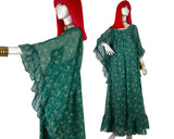 David Silverman 1970s vintage psychedelic angel sleeve maxi dress / Hippie trippy / 60s