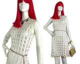 1960s vintage white crochet Mod dress / Twiggy / summer / festival / Woodstock / Hippie 70s