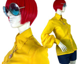 1970s vintage yellow Mod balloon sleeve blouse / 60s / Go Go / Disco / 60s Groovy