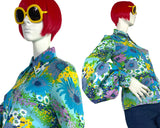 1970s vintage flower power balloon sleeve shirt blouse / 60s Mod / Jeff Banks Clobber