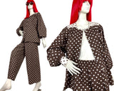 1970s vintage heart novelty print smock & trouser set / 2 piece / co-ord / 60s