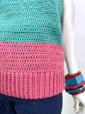 1970s vintage crochet knit colour block halter top / vest / glam rock / 60s Mod