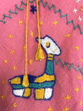 1970s vintage llama embroidery cheese cloth smock top / tunic / hippie / Festival / Hippy
