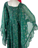 David Silverman 1970s vintage psychedelic angel sleeve maxi dress / Hippie trippy / 60s
