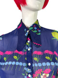 Jeff Banks 70s vintage psychedelic flouncy novelty print shirt blouse / Clobber RARE