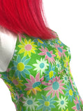 1960s vintage daisy print psychedelic Mod maxi dress / Flower power / 70s / summer dress