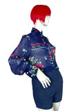 Jeff Banks 70s vintage psychedelic flouncy novelty print shirt blouse / Clobber RARE