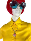 1970s vintage yellow Mod balloon sleeve blouse / 60s / Go Go / Disco / 60s Groovy