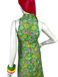 1960s vintage daisy print psychedelic Mod maxi dress / Flower power / 70s / summer dress