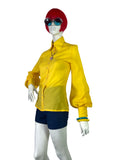 1970s vintage yellow Mod balloon sleeve blouse / 60s / Go Go / Disco / 60s Groovy