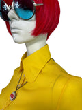 1970s vintage yellow Mod balloon sleeve blouse / 60s / Go Go / Disco / 60s Groovy