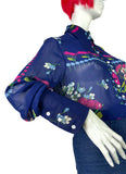 Jeff Banks 70s vintage psychedelic flouncy novelty print shirt blouse / Clobber RARE