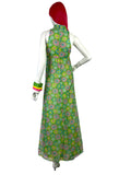 1960s vintage daisy print psychedelic Mod maxi dress / Flower power / 70s / summer dress