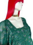 David Silverman 1970s vintage psychedelic angel sleeve maxi dress / Hippie trippy / 60s