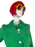 1960s 70s vintage poison green trench coat / Mod / Rain mac / Twiggy / rain coat