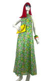 1960s vintage daisy print psychedelic Mod maxi dress / Flower power / 70s / summer dress