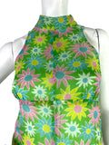 1960s vintage daisy print psychedelic Mod maxi dress / Flower power / 70s / summer dress