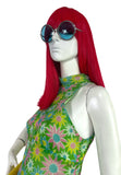 1960s vintage daisy print psychedelic Mod maxi dress / Flower power / 70s / summer dress