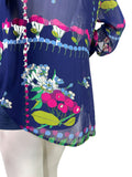 Jeff Banks 70s vintage psychedelic flouncy novelty print shirt blouse / Clobber RARE