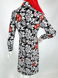 Lanvin Paris  1970s Vintage shirt midi mono print dress / Pop art / Designer / Gucci