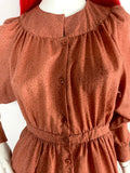 Cacharel 1970s wool midi dress/ Cottage core / Boho print / Liberty fabric / Pockets