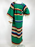 1970s Mexicana rainbow stripe carpet kaftan dress / Fringing / Hippie / Festival