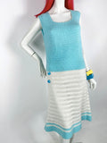 1960s does 20s vintage hand knit Mod shift dress / Twiggy / Cilla / Colour block