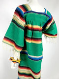 1970s Mexicana rainbow stripe carpet kaftan dress / Fringing / Hippie / Festival