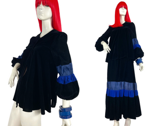 Cinderella 1970s vintage velvet two piece /  colour block / gothic / co-ord