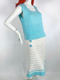 1960s does 20s vintage hand knit Mod shift dress / Twiggy / Cilla / Colour block