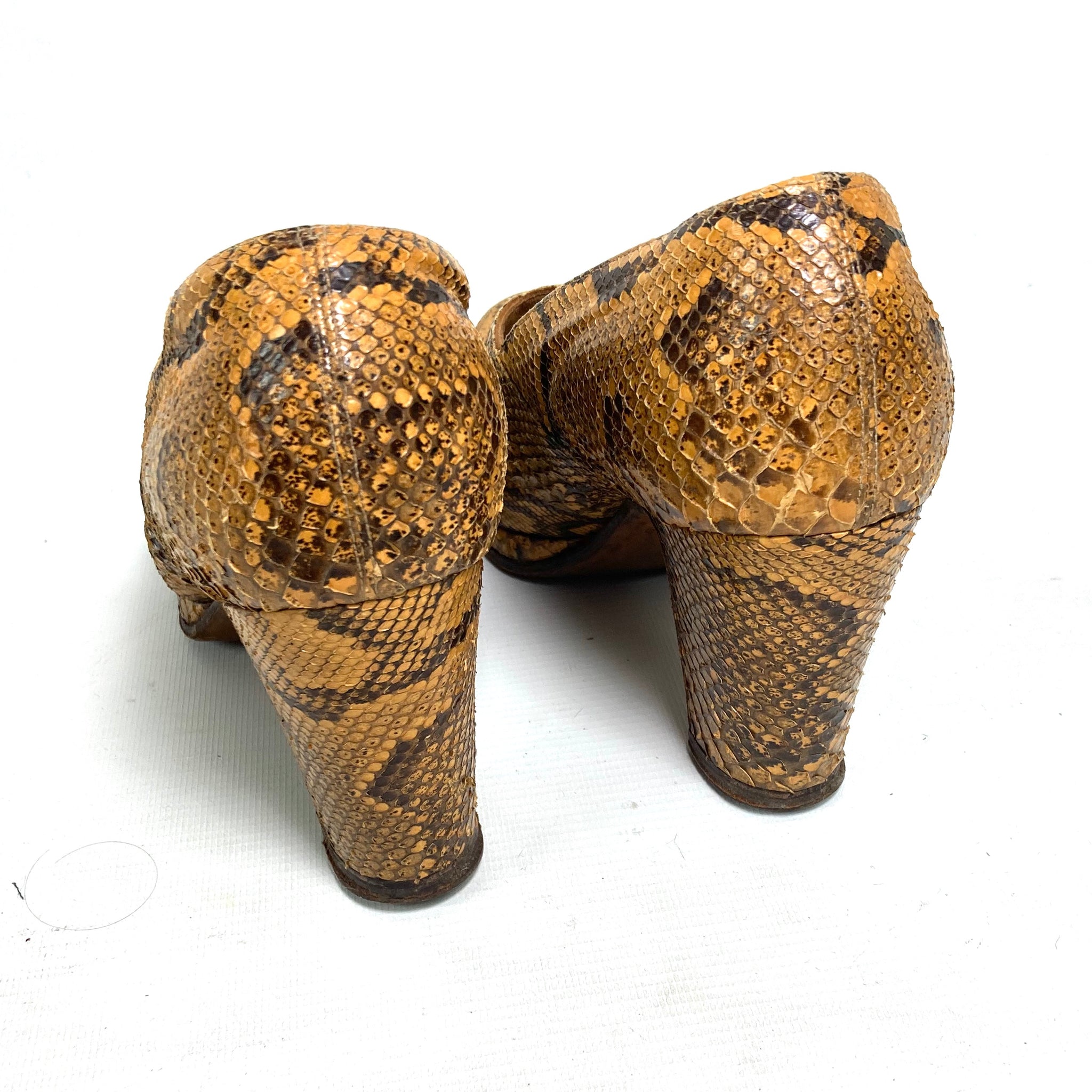 1940s vintage python snakeskin platform shoes / Glam Rock