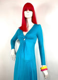 1960s vintage turquoise blue maxi dress / gown / Ossie Clark / 70s / 30s deco