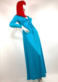 1960s vintage turquoise blue maxi dress / gown / Ossie Clark / 70s / 30s deco
