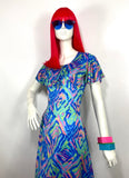 1960s vintage slinky Mod psych maxi dress / Jean Shrimpton / Dollybird