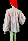 Jeff Banks 1970s vintage pale pink balloon sleeve smock blouse / Biba / Bus Stop