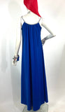 1970s vintage electric blue & sequin maxi dress / Disco / Cher / Cocktail gown