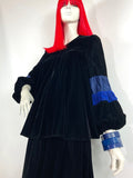 Cinderella 1970s vintage velvet two piece /  colour block / gothic / co-ord