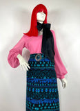 1960s vintage psychedelic wool maxi skirt / posh / winter skirt / aztec / welsh wool