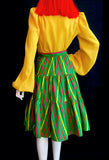 Lee Bender at Bus Stop Vintage 1970s cotton novelty print skirt / colour block
