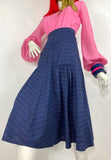 1970s vintage block print cotton skirt by Dove Clothing company / hippy / boho / XS